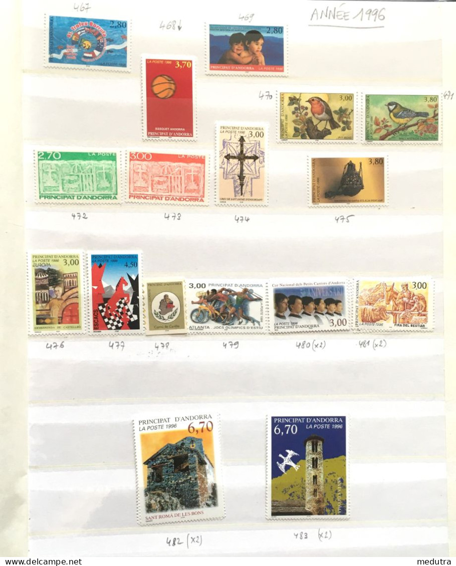 Andorre NEUF** Année Complète 1996 (467 à 483 : 17 Timbres) - Full Years