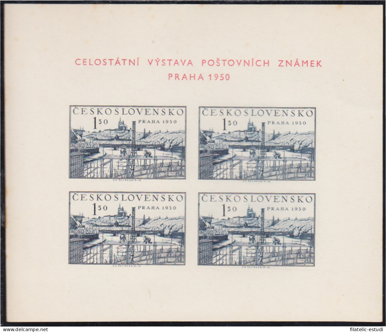 Checoslovaquía HB 15 1950 Exposición Nacional De Sellos Postales MNH - Andere & Zonder Classificatie