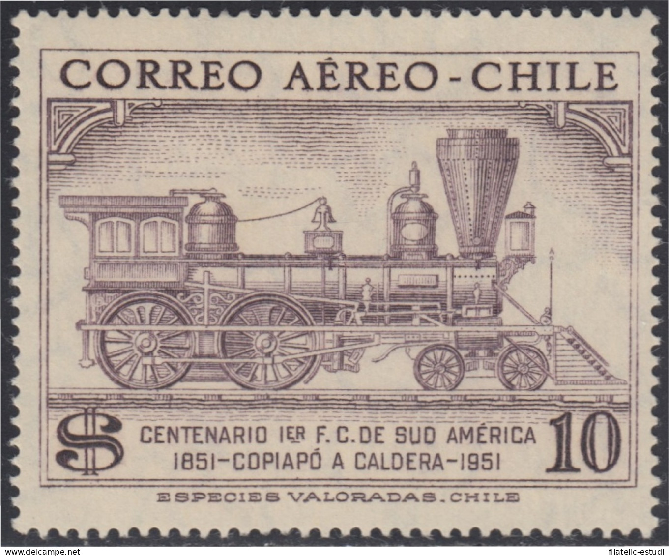 Chile A- 157 1954 Centenario Del Primer Ferrocarril Sudamericano MNH - Chili