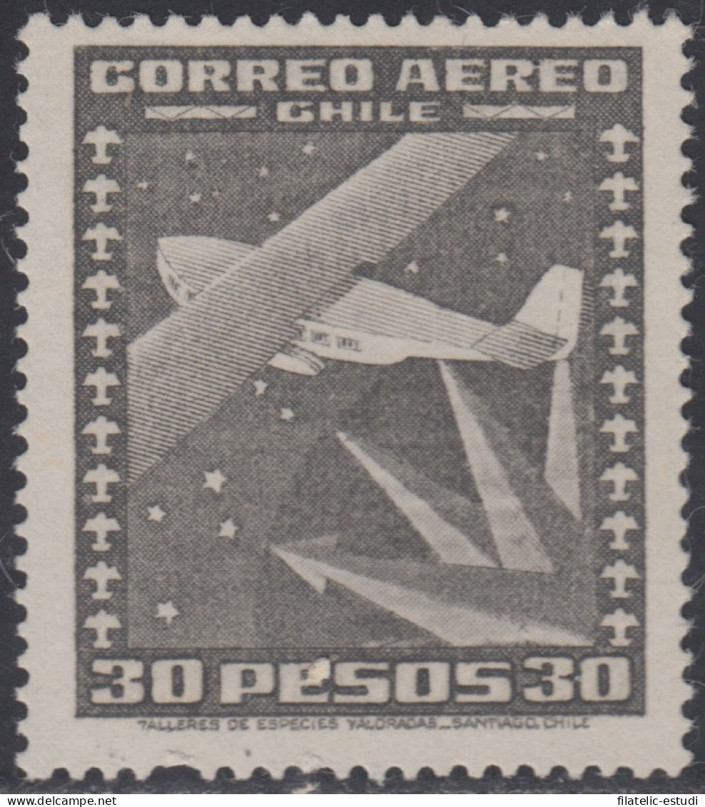 Chile A- 154 1953/54 Timbre De 1934-38 Sin Filigrane Avión MH - Chili