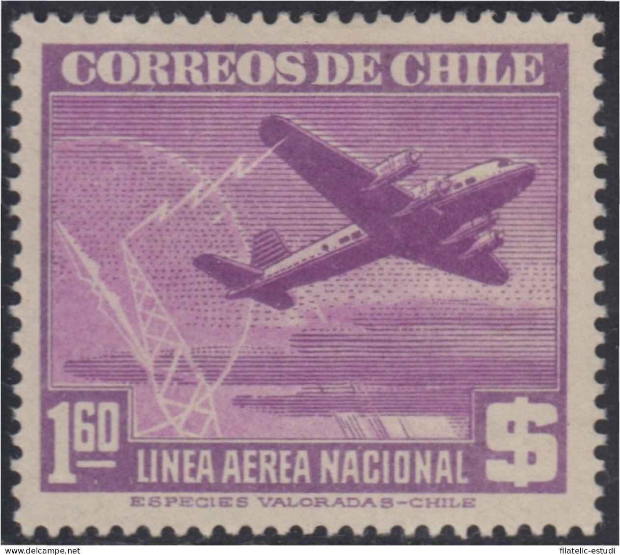 Chile A- 84 1942/46 Serie Antigua Sin Filigrane Avión MH - Chili