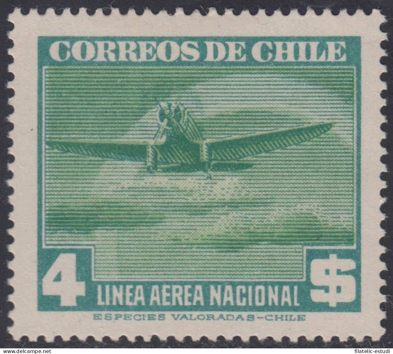 Chile A- 87 1942/46 Serie Antigua Sin Filigrane Avión MH - Chili