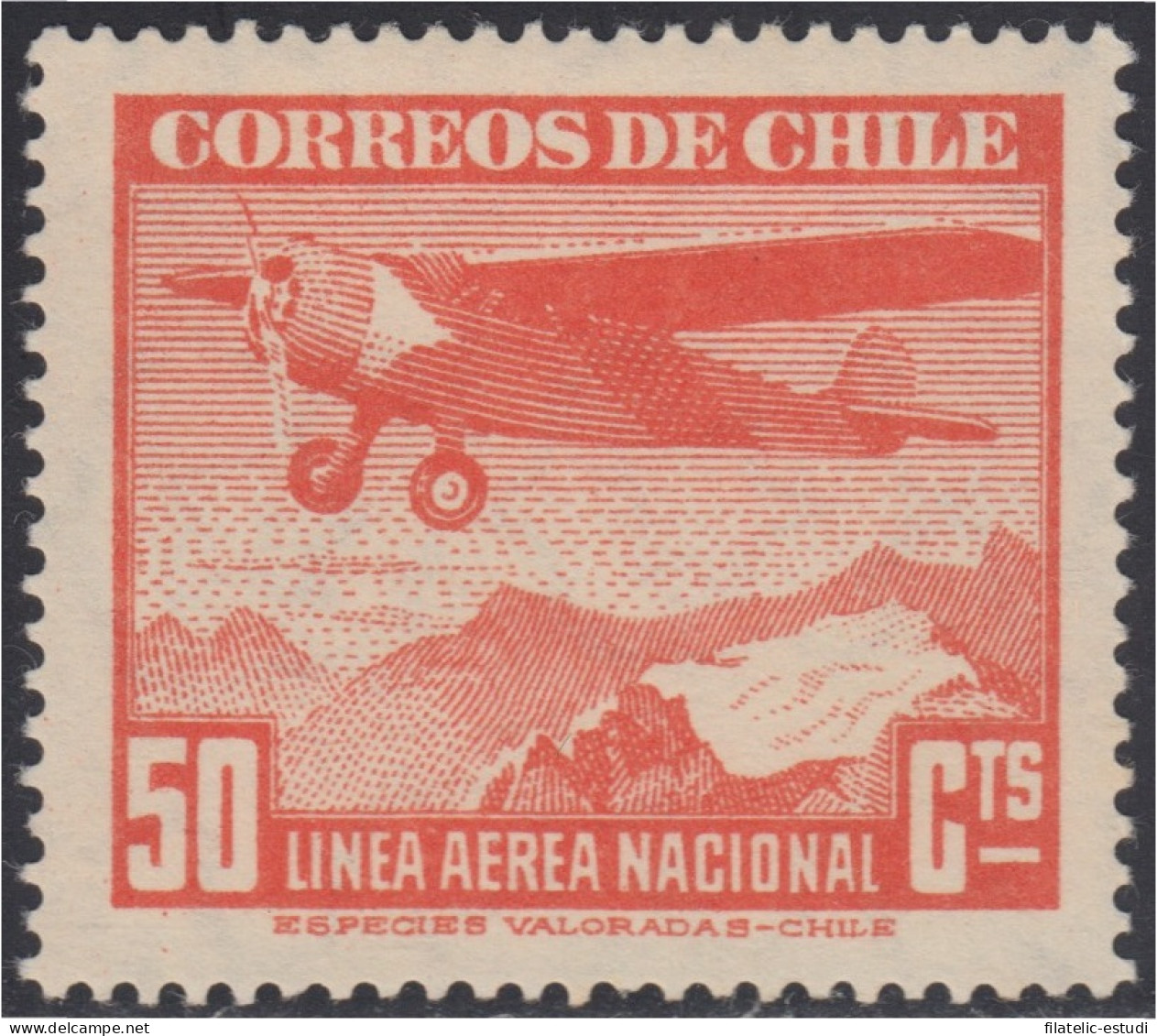 Chile A- 57 1941/42 Serie Antigua Filigrane A  Avión MH - Chili