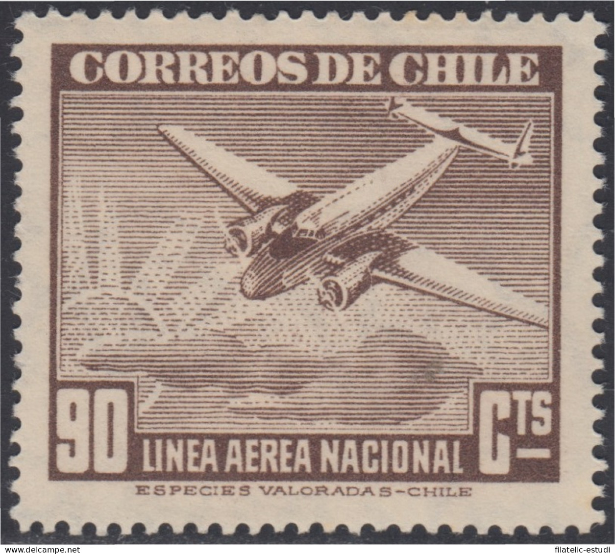 Chile A- 61 1941/42 Serie Antigua Filigrane A  Avión MH - Chili