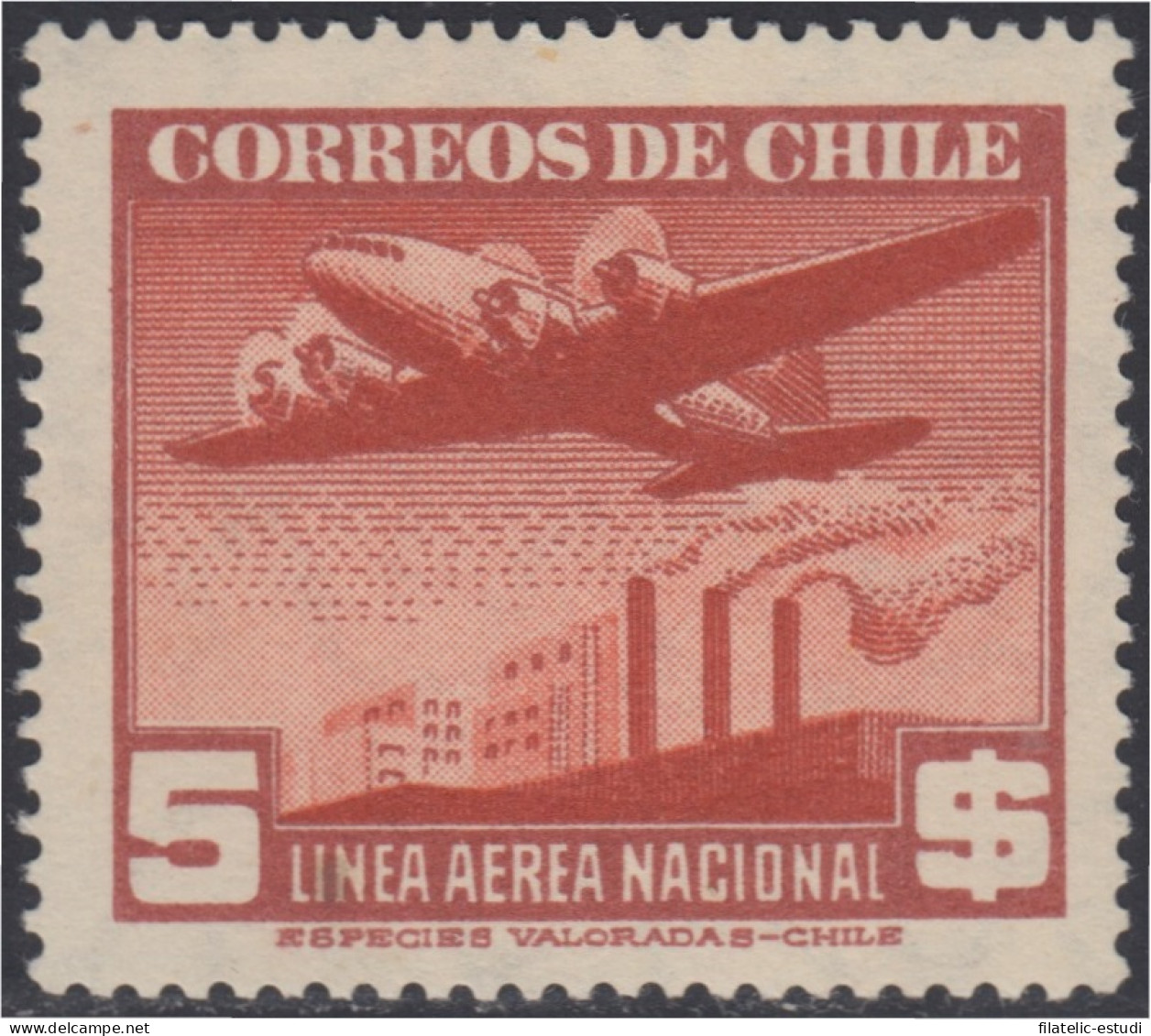 Chile A- 66 1941/42 Serie Antigua Filigrane A  Avión MH - Chili