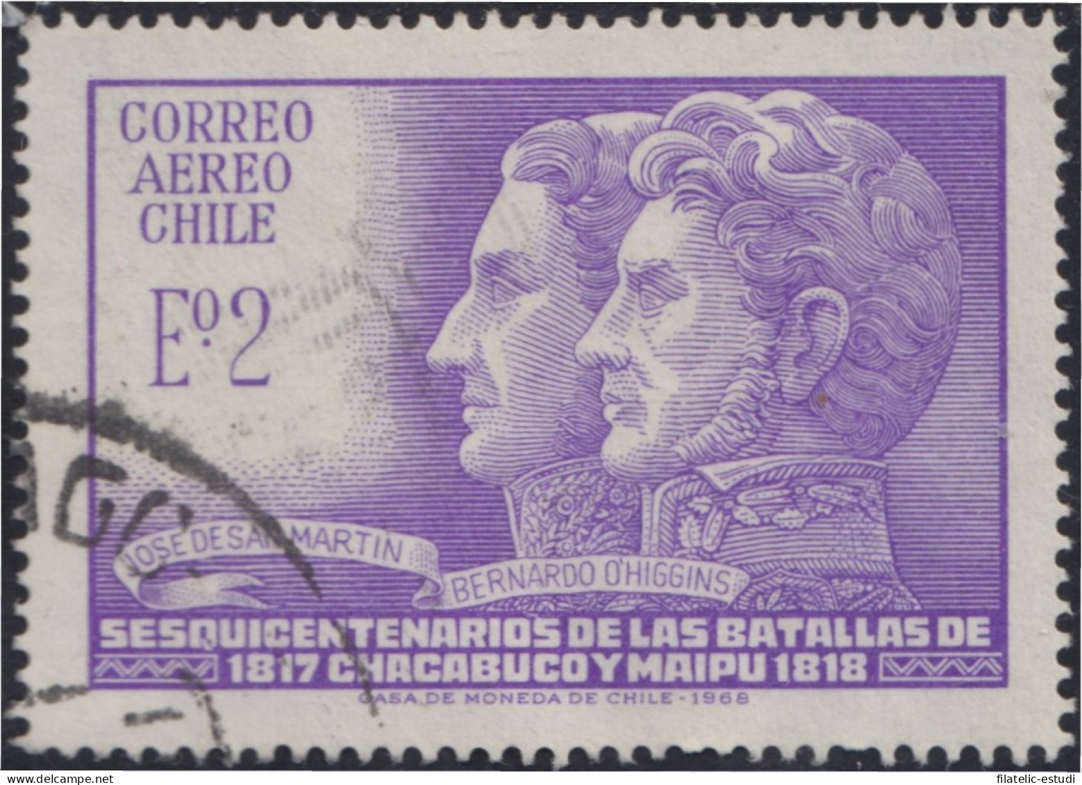 Chile A- 245 1968 150 Años De Las Batallas De Chacabuco Y Maipú Usado - Chili