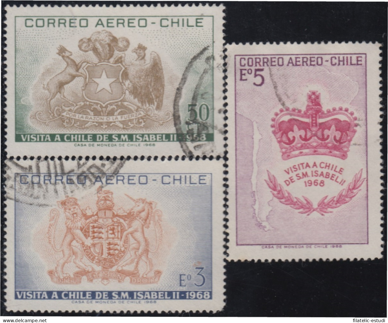 Chile A- 250/52 1968 Visita De La Reina Isabel II A Chile Usados - Chili