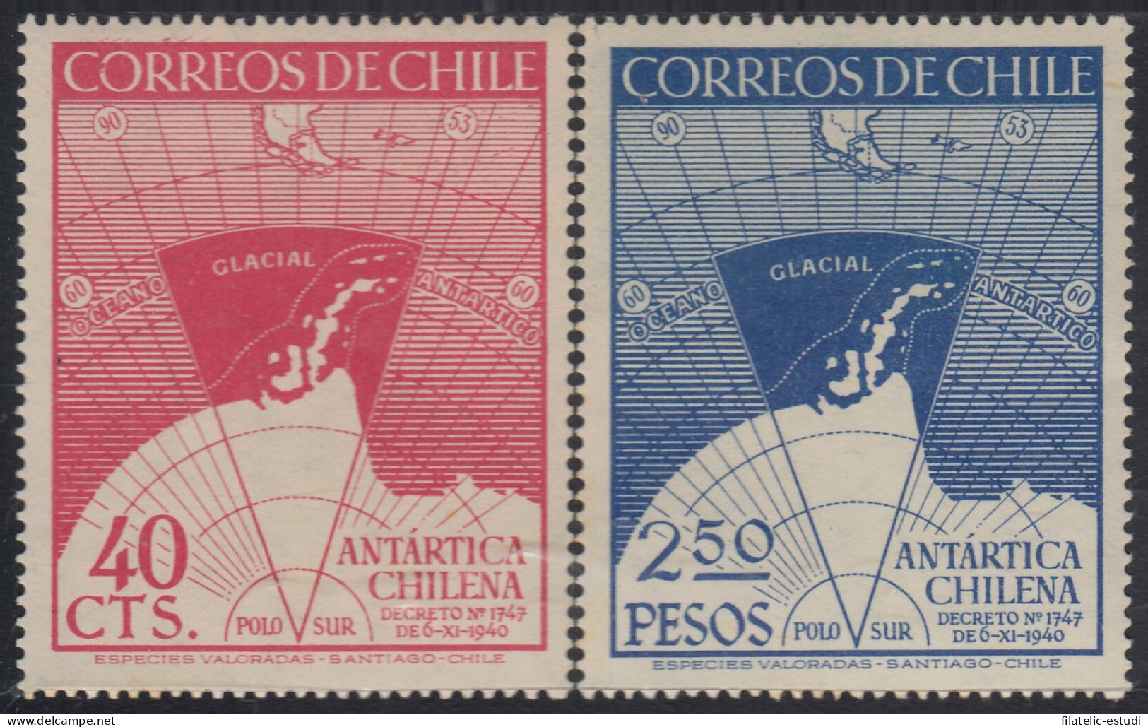Chile 215/16 1947 Antártida Chilena MH - Chili
