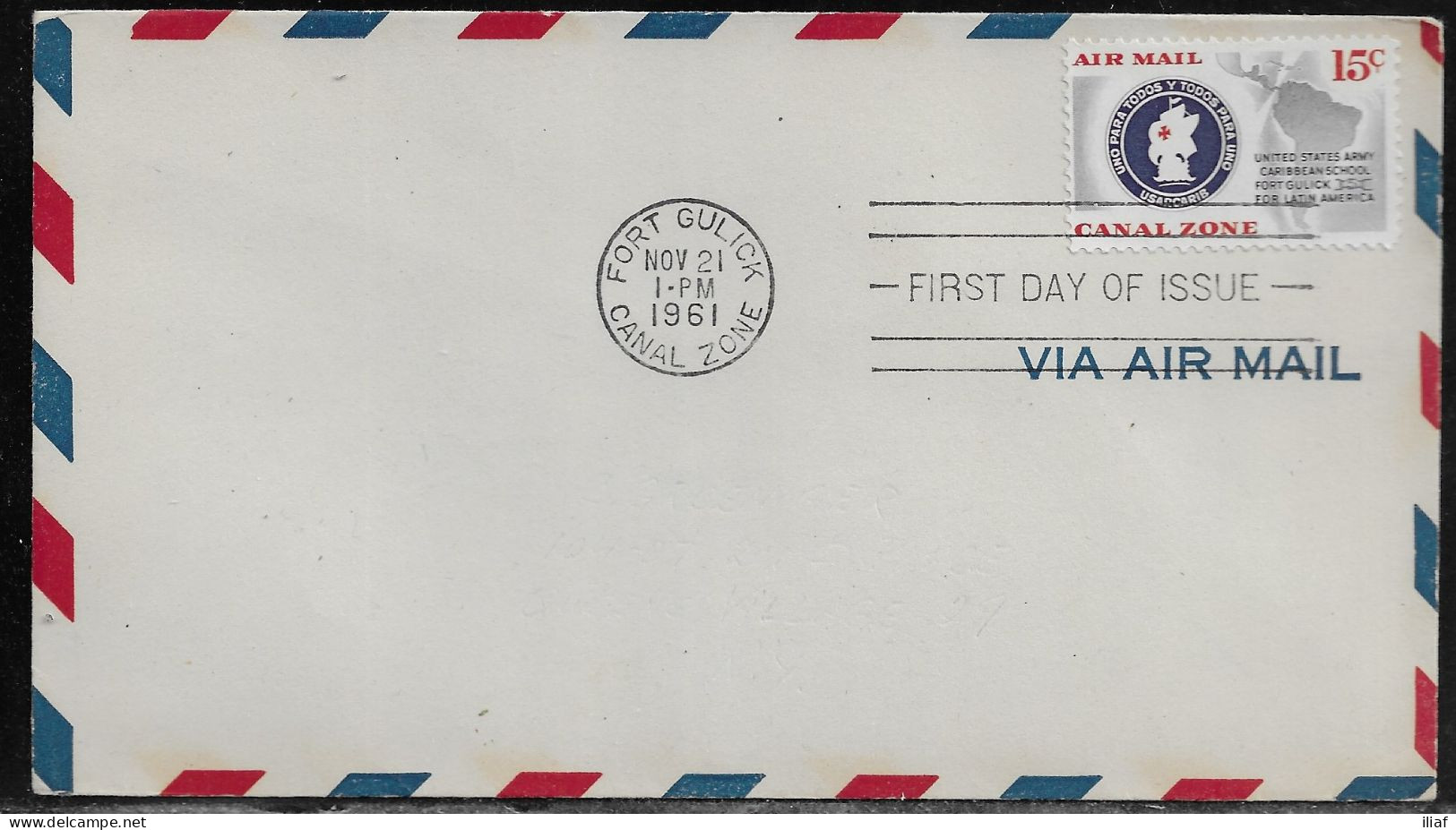 Canal Zone. FDC Sc. C32.   Caribbean Army School.  FDC Cancellation On Plain Whight FDC Envelope - Kanalzone