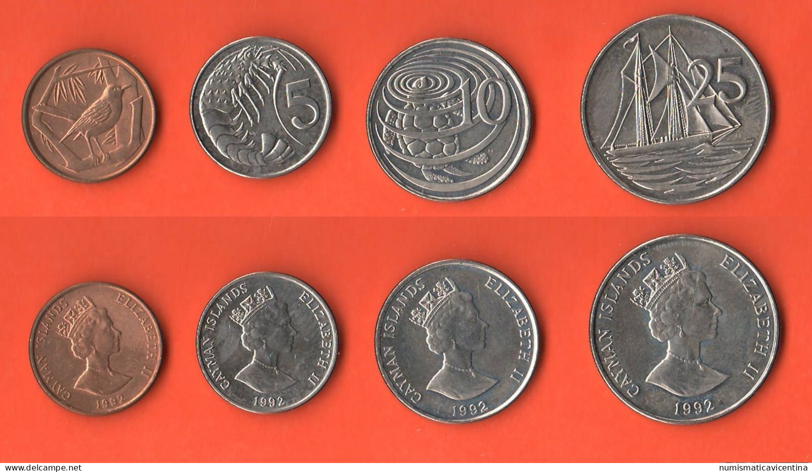 Cayman Islands 1 5 10 25 Cents  1992 Brass + Nickel  Coin British Administration - Kaaiman Eilanden