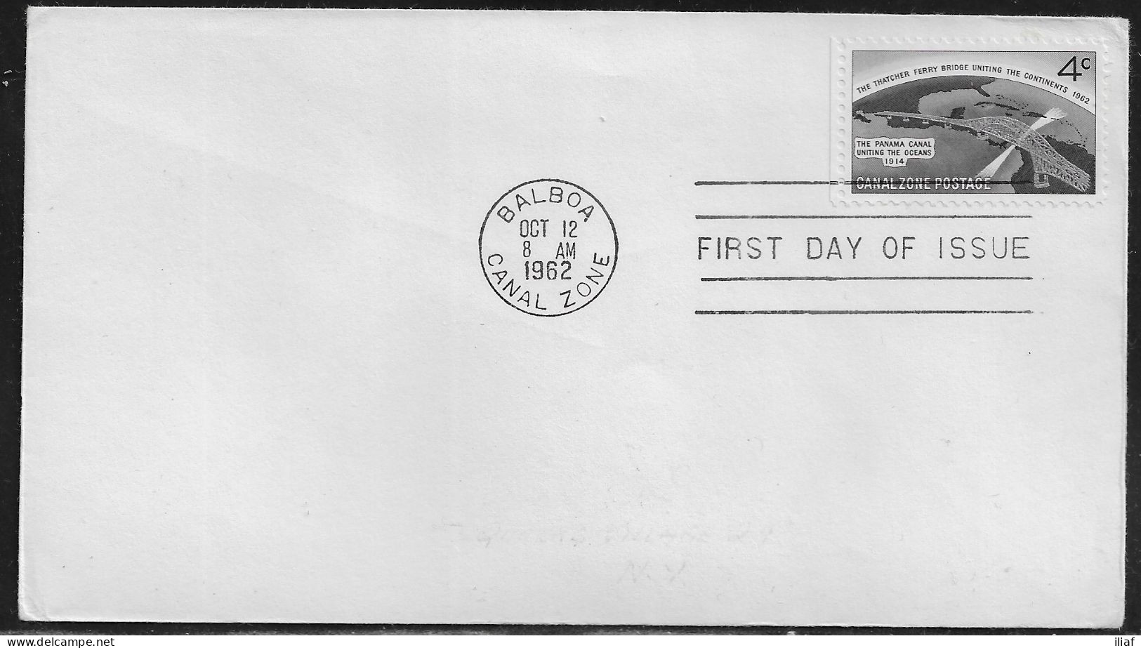 Canal Zone. FDC Sc. 157.   Thatcher Ferry Bridge  FDC Cancellation On Plain FDC Envelope - Zona Del Canal
