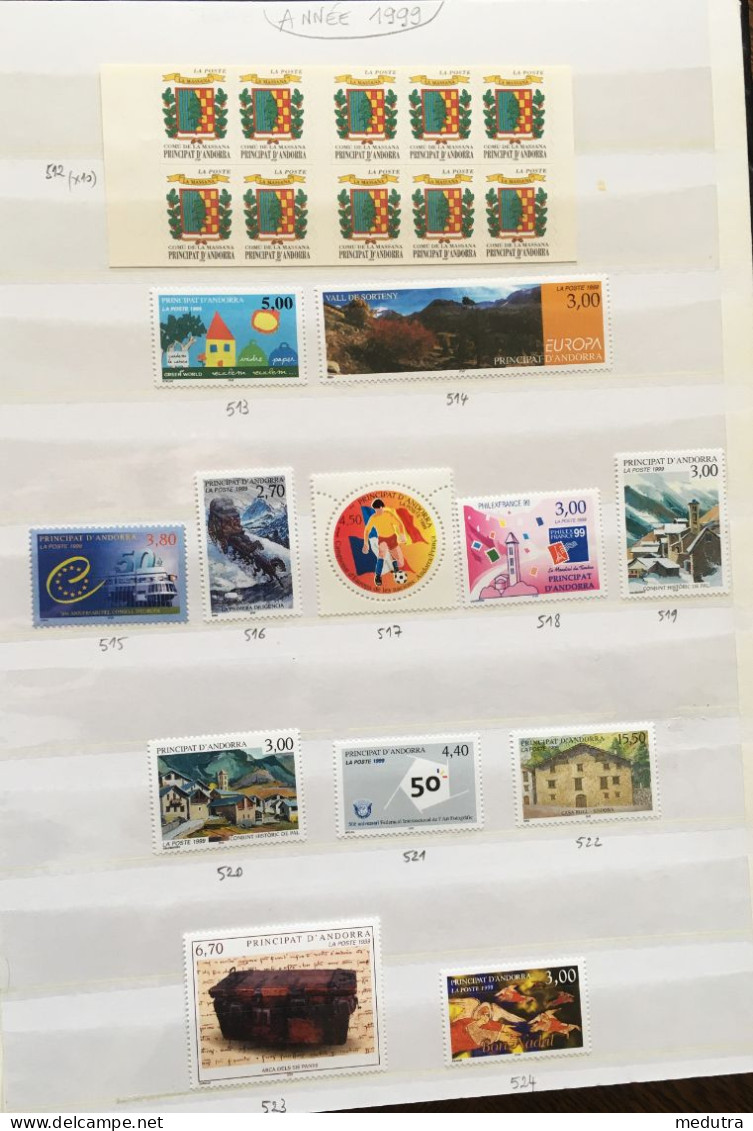 Andorre NEUF** Année Complète 1999 : 512 à 524 Dont Le 512 En Carnet De 10 Timbres - Full Years