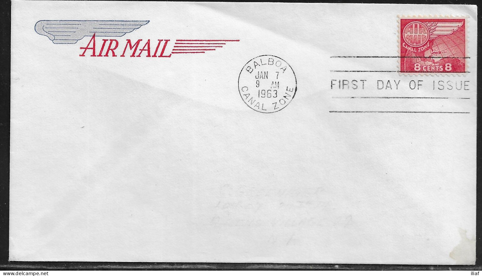 Canal Zone. FDC Sc. C34.   Airmail Globe And Wing.  FDC Cancellation On Cachet FDC Envelope - Kanalzone