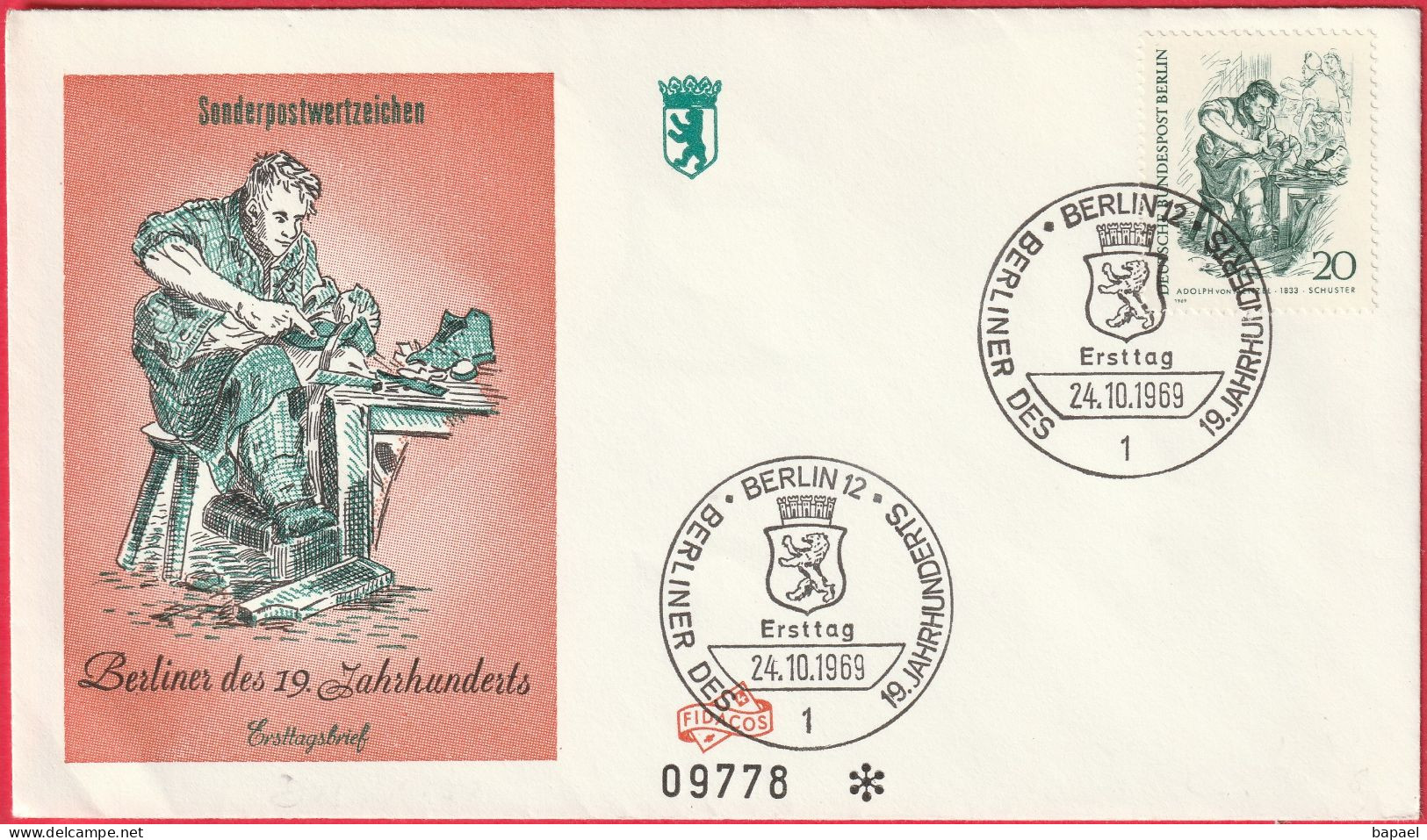 Allemagne (Berlin - 24-10-69) - Enveloppe FDC - Les Berlinois Du 19ème Siècle - 1961-1970