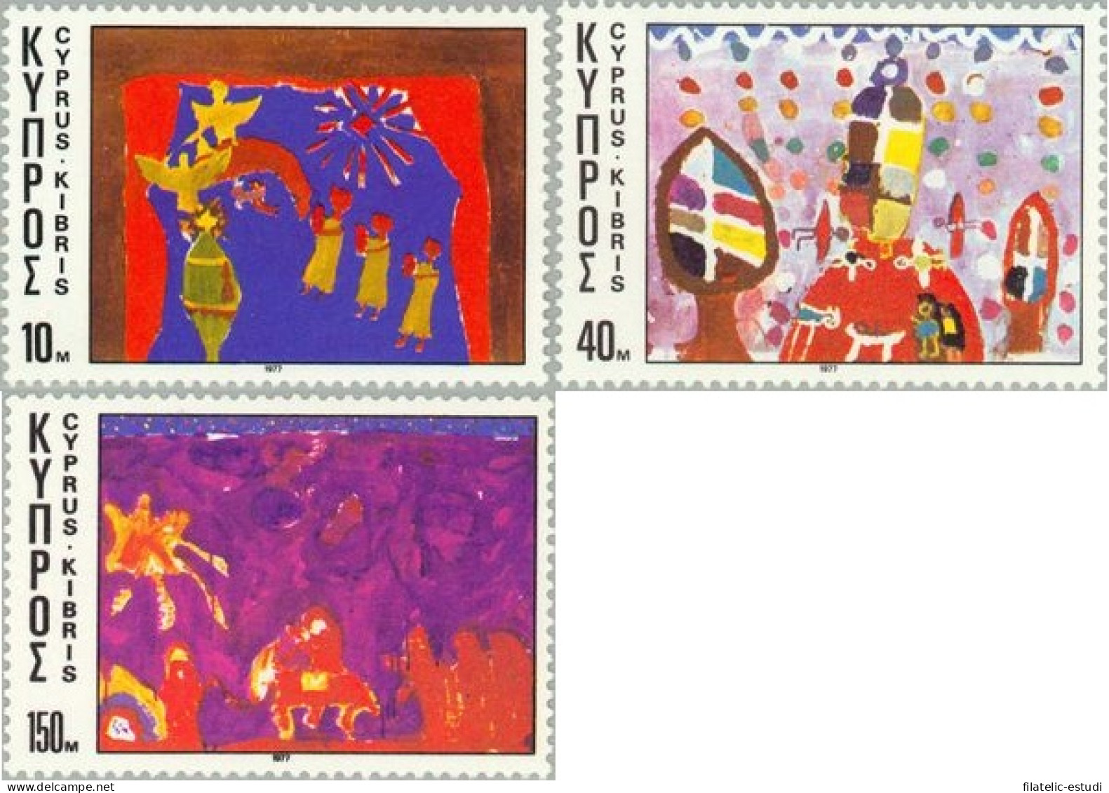 Chipre - 474/76 - 1977 Navidad-dibujos De Niños-Lujo - Autres & Non Classés