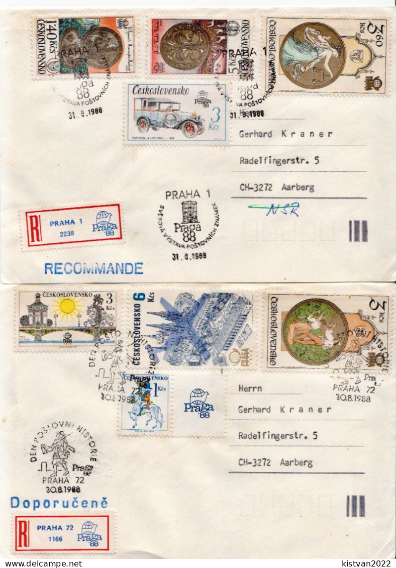 Postal History: Czechoslovakia 12 Covers From Praga 88 Exhibition - Expositions Philatéliques