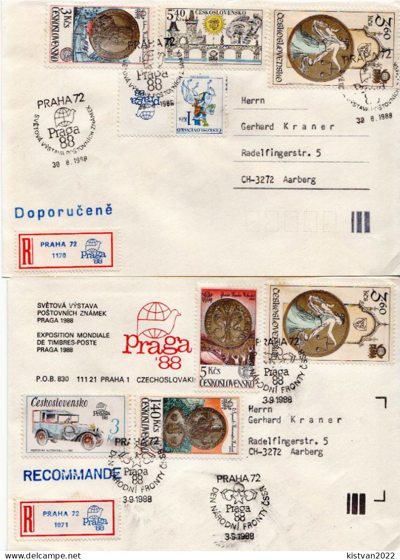 Postal History: Czechoslovakia 12 Covers From Praga 88 Exhibition - Expositions Philatéliques