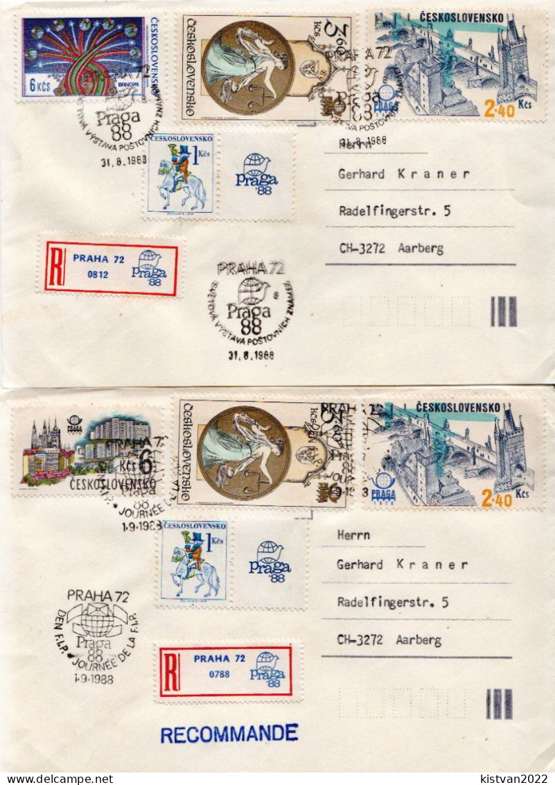 Postal History: Czechoslovakia 12 Covers From Praga 88 Exhibition - Expositions Philatéliques