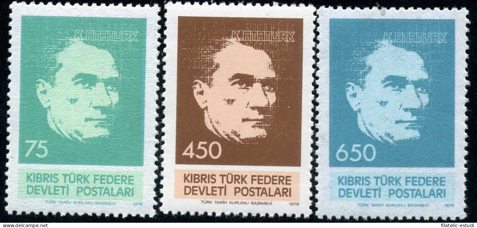 Chipre Turco - 54/56 - 1978 40º Aniv. Muerte De Atatürk Lujo - Andere & Zonder Classificatie