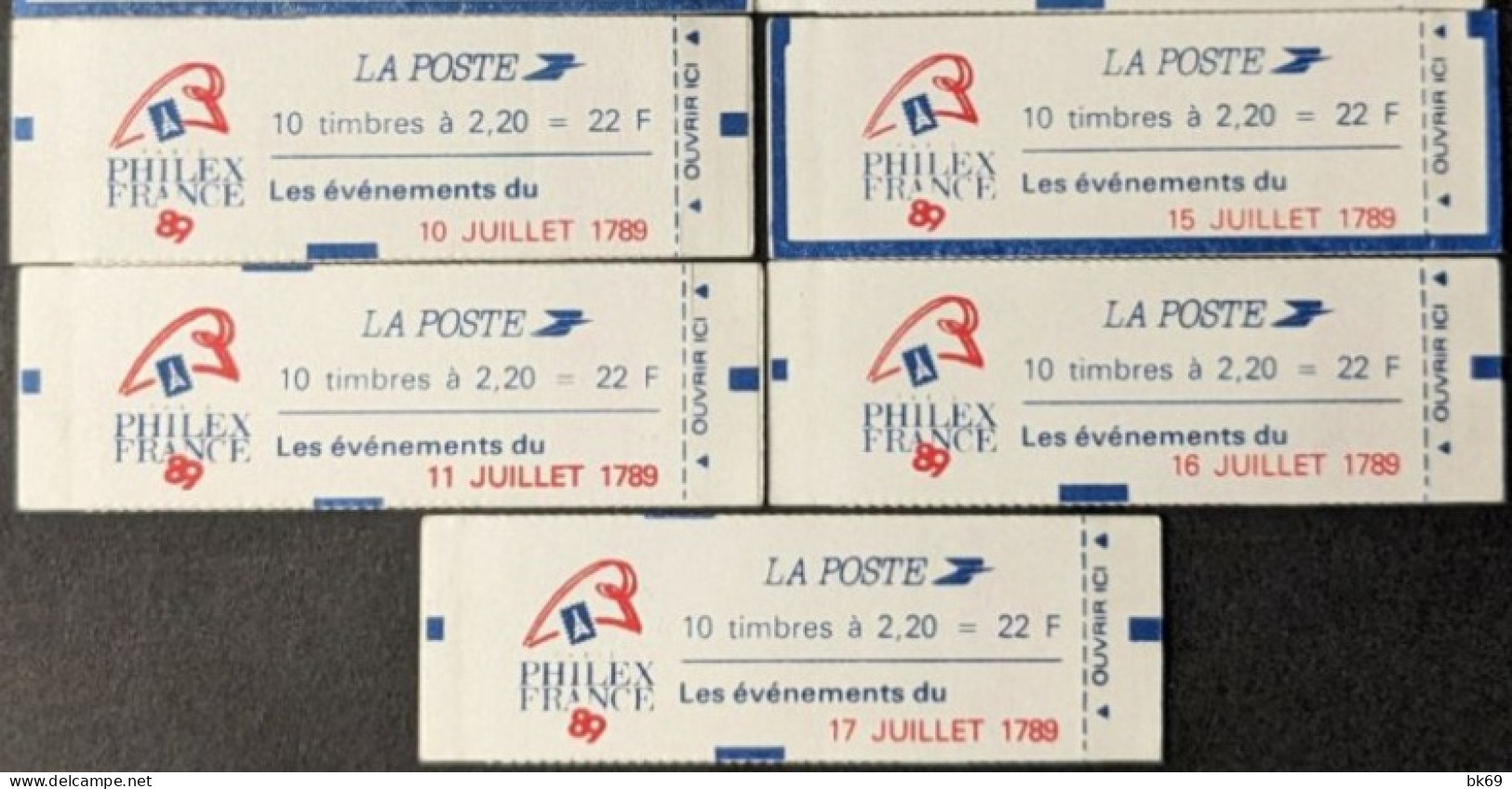 2376-C12A ** Série Des 11 Dates PhilexFrance Du 7 Au 17-07-1989 Lib. 2.20F Rouge - Modern : 1959-…