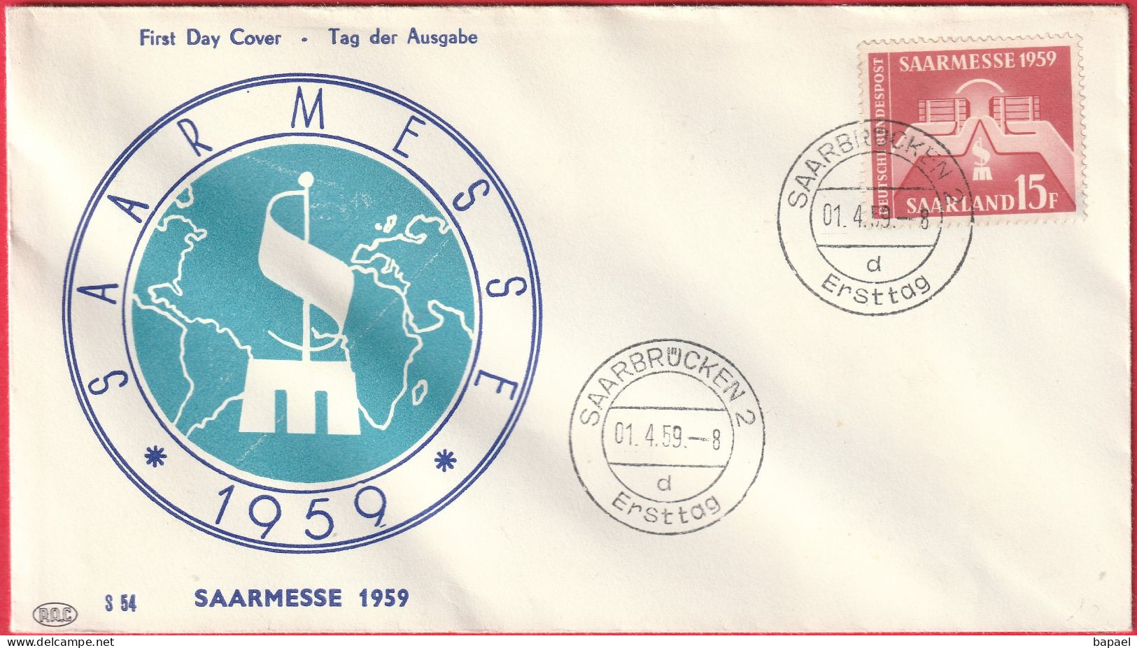 Allemagne (Saarbrücken - 1-4-59) - Enveloppe FDC - Saarmesse 1959 (Recto-Verso) - 1948-1960