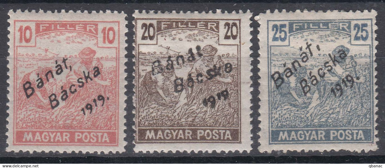 Hungary Banat Bacska 1919 MAGYAR POSTA Mi#39-41 Mint Hinged - Banat-Bacska