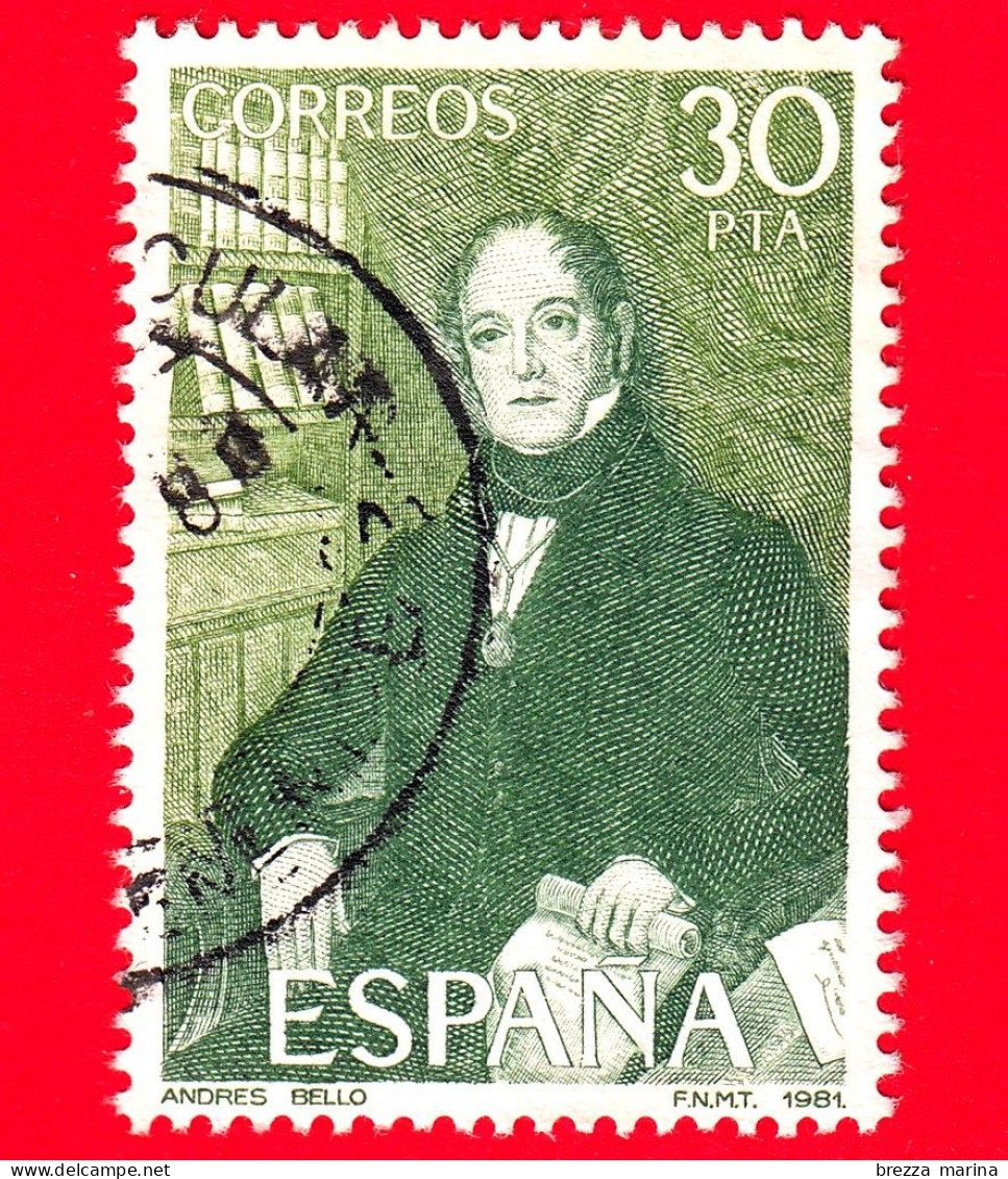 SPAGNA - Usato - 1982 (1981) - Andres Bello (1781-1865), Letterato (Poeti E Scrittori) - 30 - Used Stamps