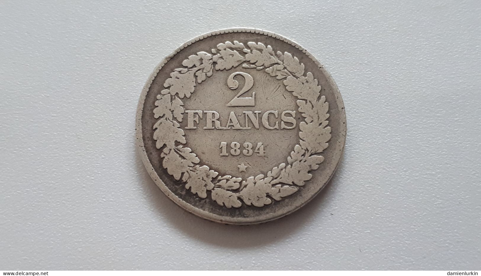 BELGIQUE LEOPOLD PREMIER 2 FRANCS 1834 ARGENT/ZILVER/SILBER/SILVER ONLY 276.356 EX.! COTES : 150€-500€-1500€-3500€ - 2 Francs