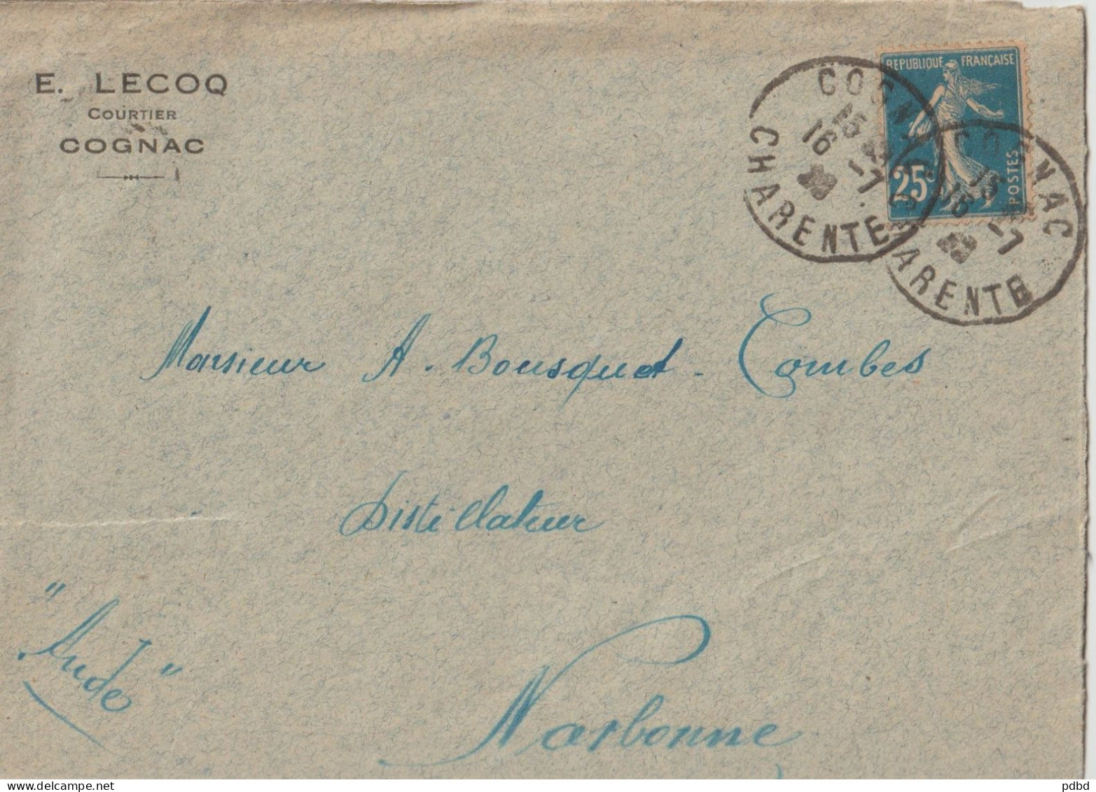 VP 25 . 17 . E Lecoq . Courtier . Cognac . - Banque & Assurance