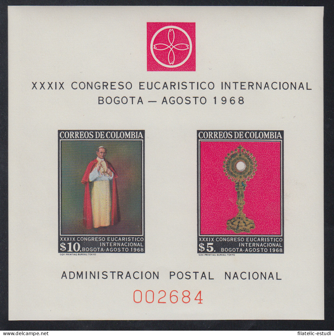 Colombia HB 29 1968 Congreso Eucarístico Bogotá MNH - Colombia