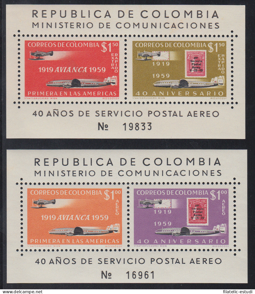 Colombia HB 15/16 1959/60 40 Años Correo Aéreo Avión MNH - Colombia