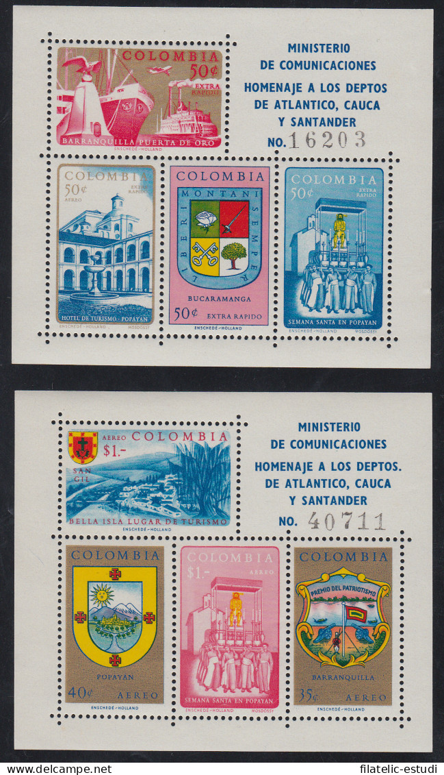 Colombia HB 23/24 1961 Atlántico, Cauca Y Santander - Escudos, Barco MNH - Colombia