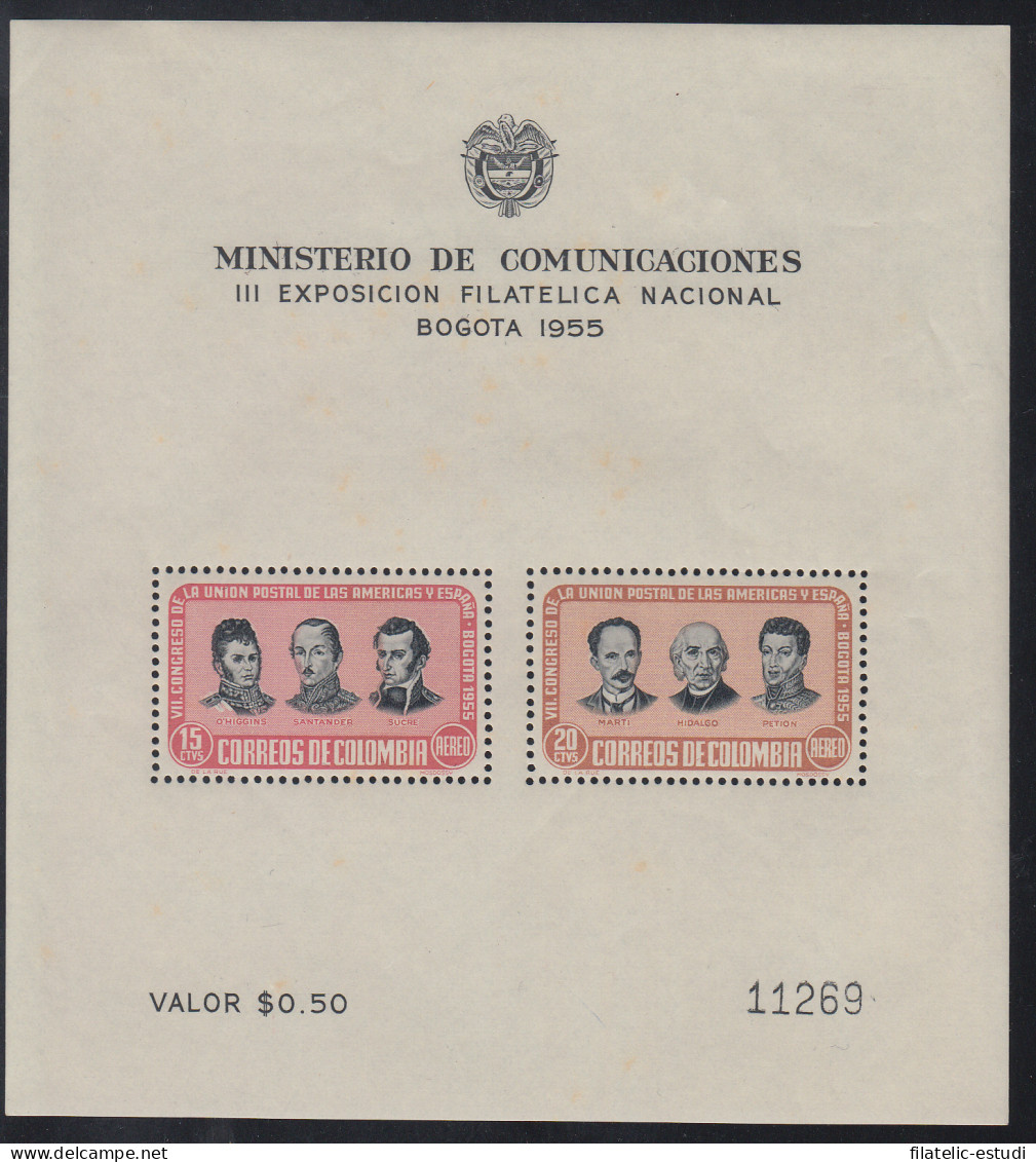 Colombia HB 13 1955 Exposición Filatélica Bogotá  MNH - Colombia