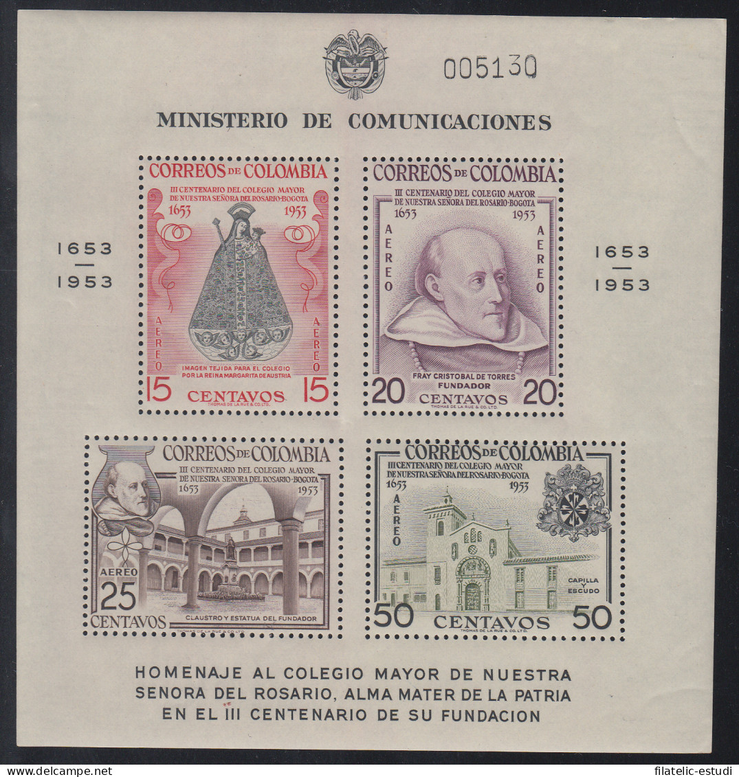 Colombia HB 8 1954 Colegio Nuestra Sra Del Rosario C Aéreo  MNH - Colombia