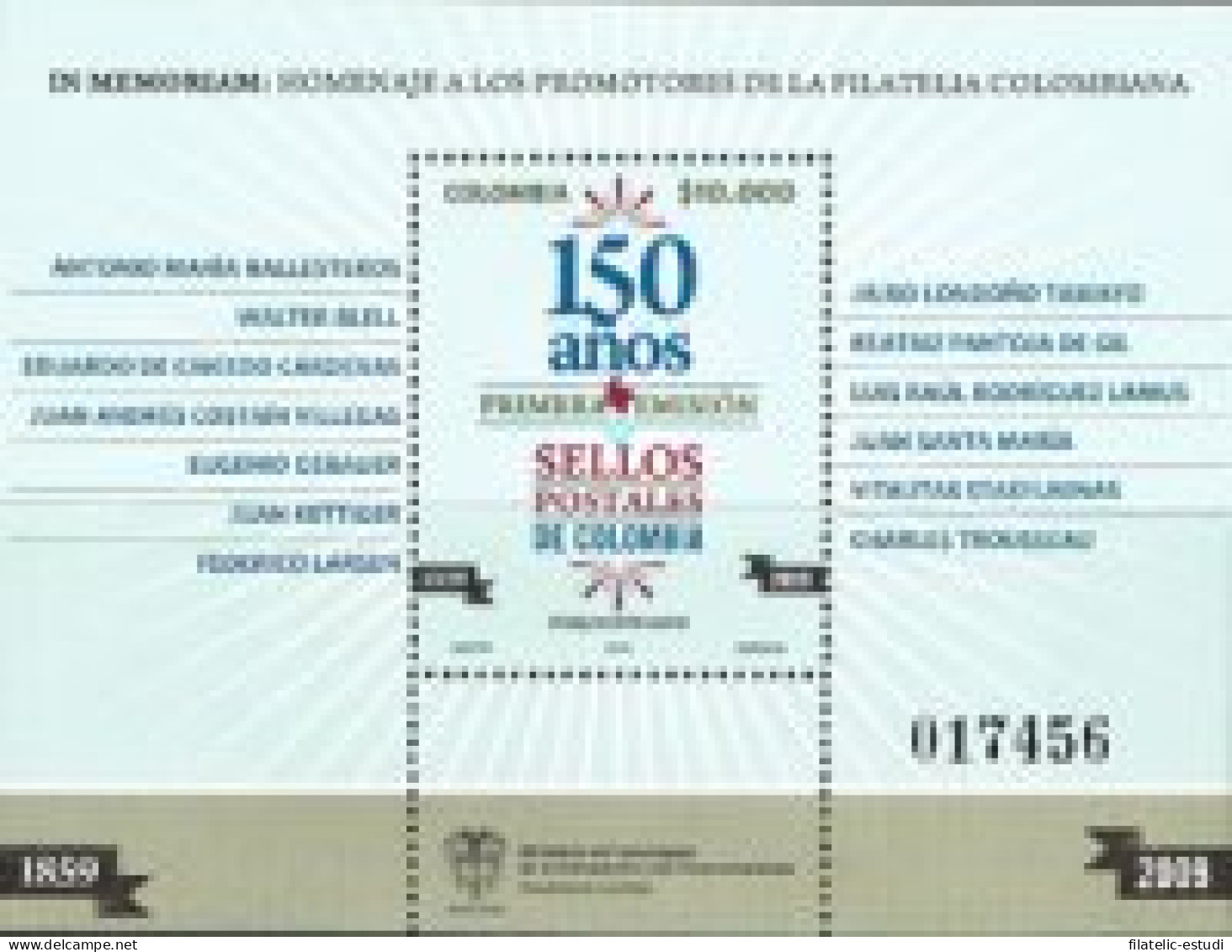 Colombia HB 66 2009 151 Años Del Primer Sello Postal MNH - Colombia