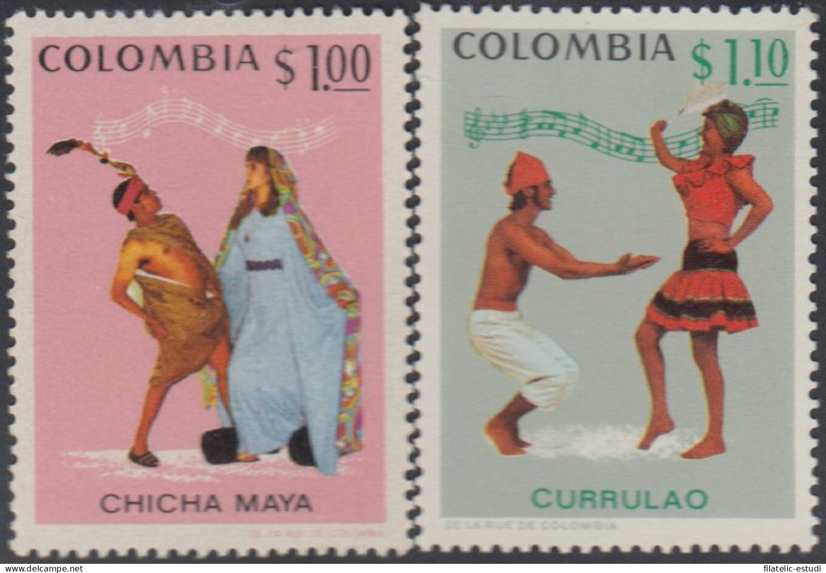 Colombia 654/55 1971 Folklore Bailes Típicos MNH - Colombia