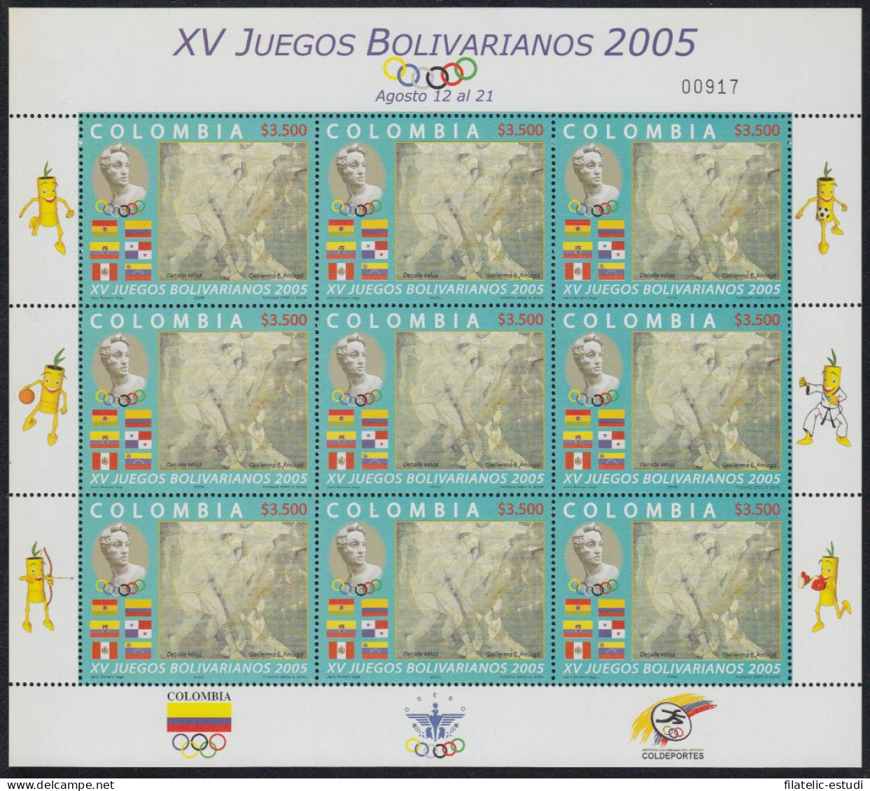 Colombia MP 1337 2005 Deportes 15 Años De Los Juegos Bolivianos MNH - Colombia