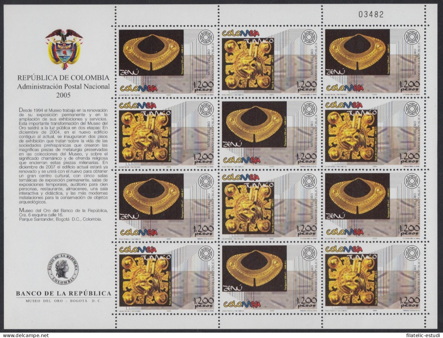 Colombia MP 1319/1320a 2005 Museo Del Oro  MNH - Colombia