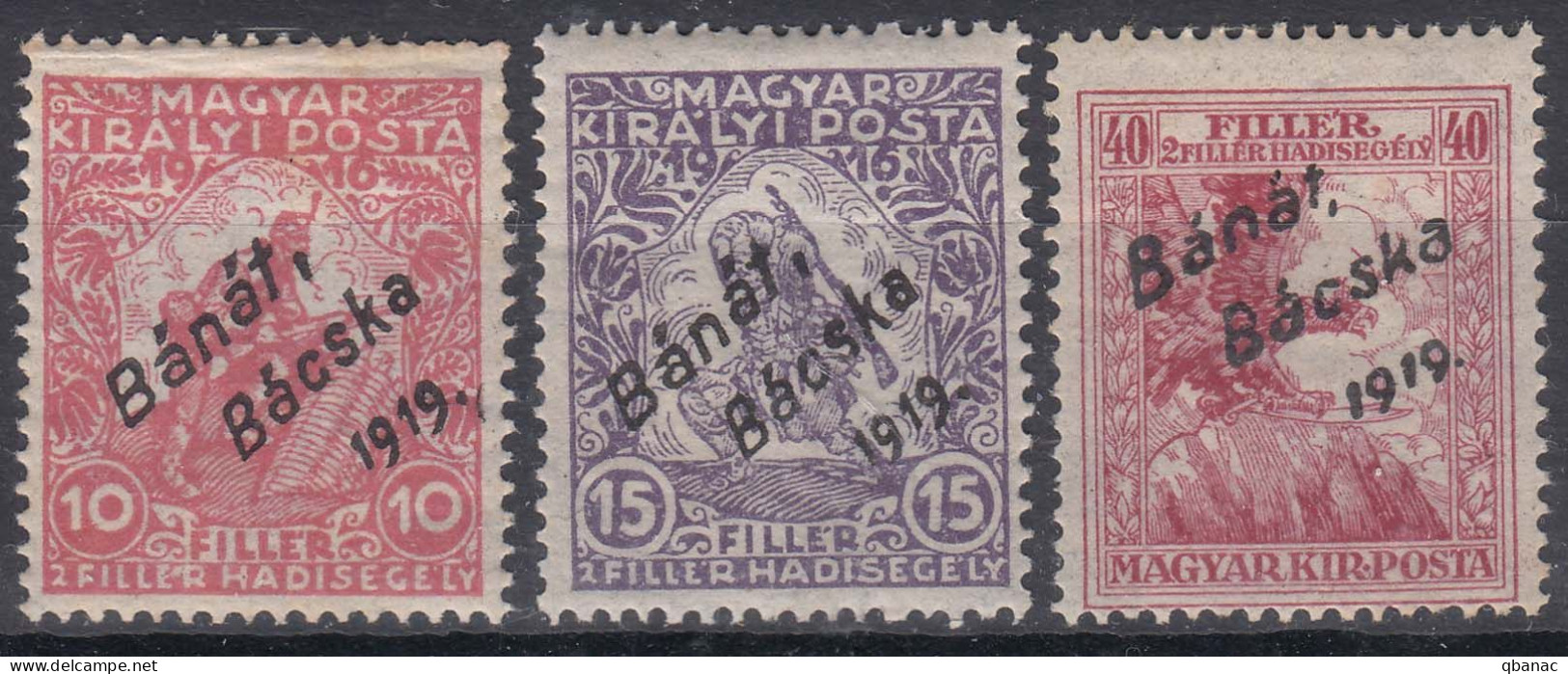 Hungary Banat Bacska 1919 Mi#3-5 Mint Hinged - Banat-Bacska