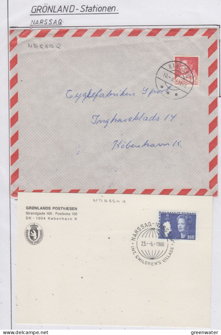 Greenland Station Narssaq Cover + Card  (KG200) - Estaciones Científicas Y Estaciones Del Ártico A La Deriva