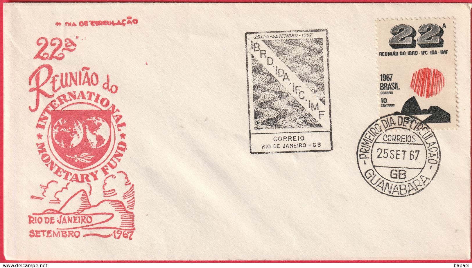 Brésil (Baie De Guanabara - 25-9-67) - Enveloppe FDC - Réunion Du Fond Monétaire International - FDC