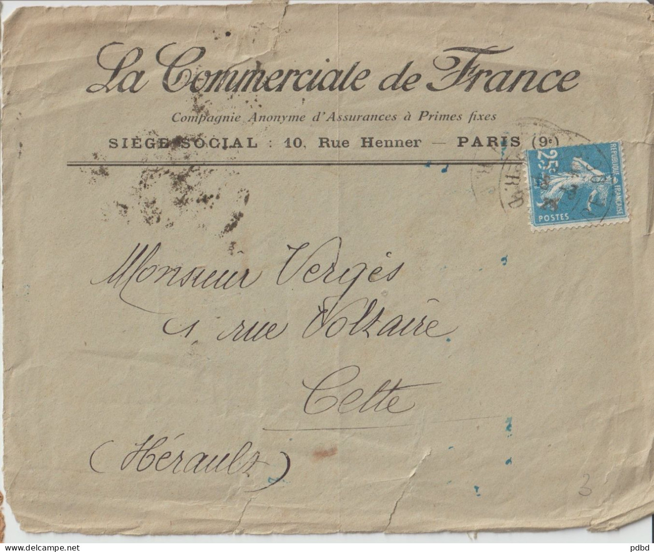 VP 32 . Feuille Illustrée . La Commerciale De France . Rue Henner . Paris . - Banca & Assicurazione