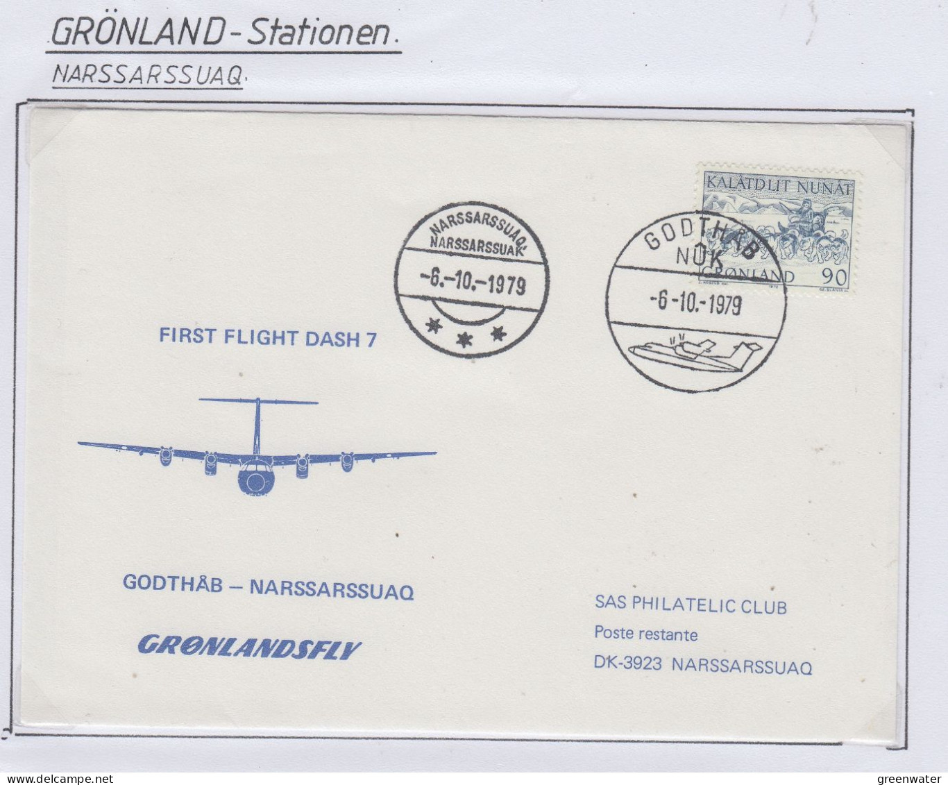 Greenland Station Narssarsuaq  1st Flight Godthab - Narssarssuaq 6.10.1979 (KG203) - Poolvluchten