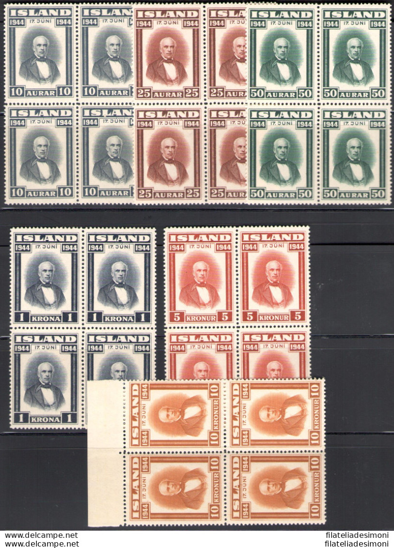 1944 ISLANDA ,   Proclamazione Della Repubblica , 6 Valori N° 202-207 Splendide - Sonstige & Ohne Zuordnung