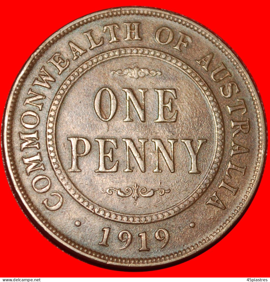 * BRITAIN DIES: AUSTRALIA  1 PENNY 1919 DOT! GEORGE V (1911-1936) · LOW START ·  NO RESERVE! - Penny