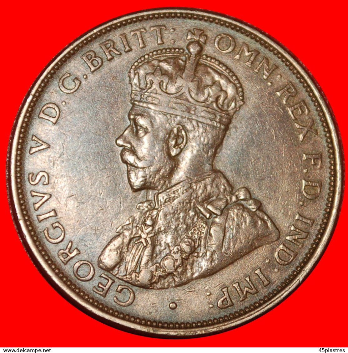 * BRITAIN DIES: AUSTRALIA  1 PENNY 1919 DOT! GEORGE V (1911-1936) · LOW START ·  NO RESERVE! - Penny