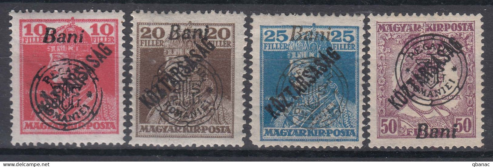 Romania Overprint On Hungary Stamps Occupation Transylvania 1919 Mi#61-64 Mint Hinged - Transsylvanië