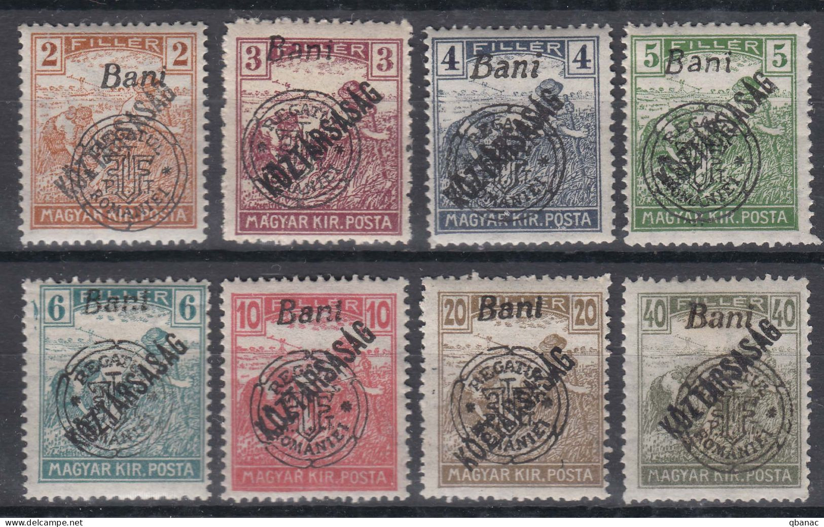 Romania Overprint On Hungary Stamps Occupation Transylvania 1919 Mi#50-57 Mint Hinged - Transsylvanië