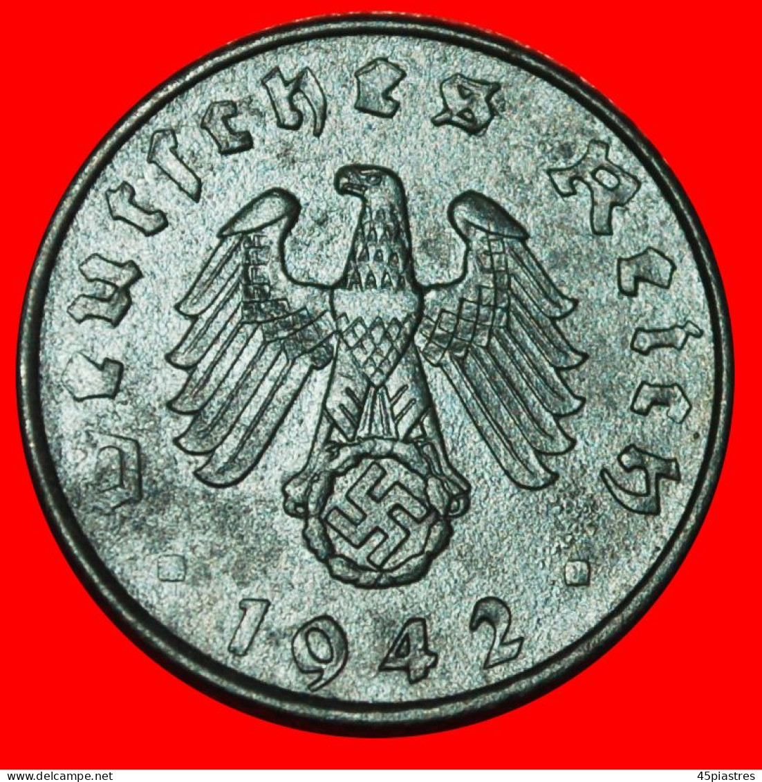 * SWASTIKA 1940-1945: GERMANY  5 REICHSPFENNIGS 1942A ERROR UNCOMMON! III REICH (1933-1945)! · LOW START ·  NO RESERVE! - 5 Reichspfennig