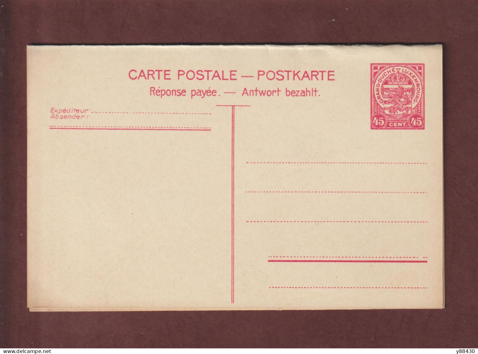 LUXEMBOURG - Entier Postal Neuf - 1910/1930 - Carte Postal Avec Réponse Payée - 5 Scan - Enteros Postales